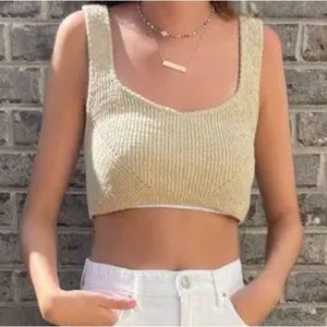 UO Light Sand Knit Crop Tank Top Vest